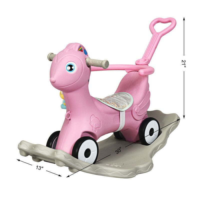 Costway Baby Rocking Horse 4 in 1 Kids Ride On Toy Push Car w/ Music, 3 of 11