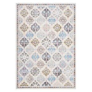 Boho Floral Area Rug , SoftFaux Wool Shag Rugs Farmhouse Washable Anti Slip Large Carpet Rug for Entryway Bedroom Living Room Hallway and Laundry Room - 1 of 4