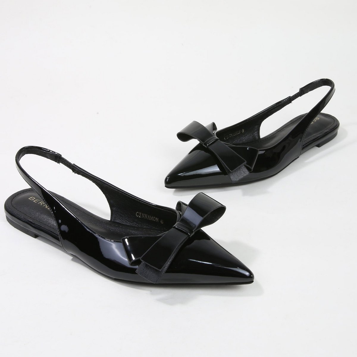 Обувь BERNESS Women's Cinnamon Point Toe Slingback Flats with Oversize Bow White 6 — фото 7