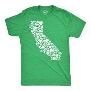 Mens California State Clovers T Shirt Funny St. Paddys Day Parade Shamrocks Lovers Tee For Guys - Crazy Dog Men's T Shirt - 1 of 4