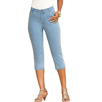 Roaman's Women's Plus Size Denim 24/7 Iconic Capri Jean