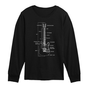 Boys' - Instant Message - Guitar Diagram Long Sleeve Graphic T-Shirt - 1 of 4