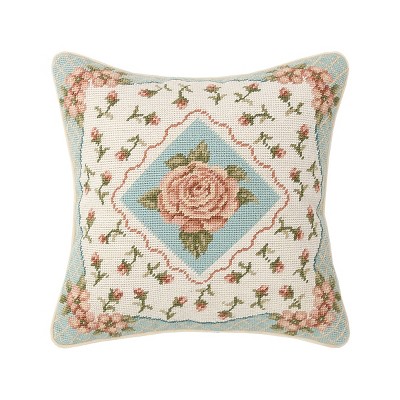 C&F Home 14" x 14" Morning Rose Needlepoint Pillow