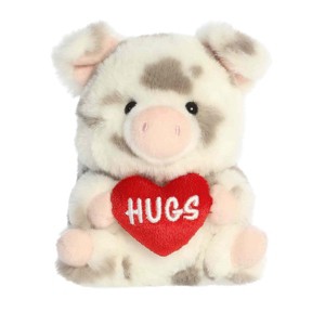 Aurora Mini Hugs Spotted Pig Rolly Pet Playful Stuffed Animal Gray 5" - 1 of 4