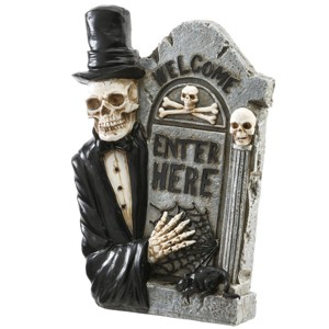 12" Skeleton Holding Tombstone - National Tree Company - 1 of 4