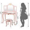 Infans Kids Makeup Dressing Table Chair Set Princess Vanity & Tri-folding Mirror Pink - 2 of 4