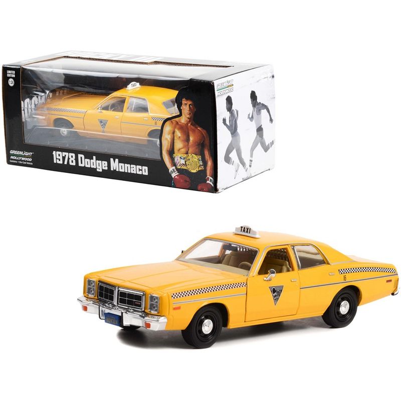 1978 Dodge Monaco Taxi "City Cab Co." Yellow "Rocky III" (1982) Movie 1/24 Diecast Model Car by Greenlight, 1 of 4