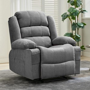 Oversize Manual Recliner Chair – Overstuffed Breathable Fabric Lounge Chair with 3 Angle Modes, Cup Holders & Side Pockets - 1 of 4