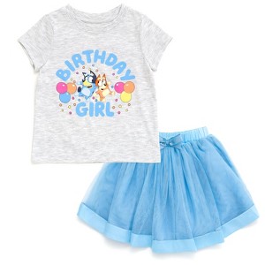 Bluey Floral Birthday Girls T-Shirt and Mesh Tulle Skirt Outfit Set Little Kid to Big Kid - 1 of 4