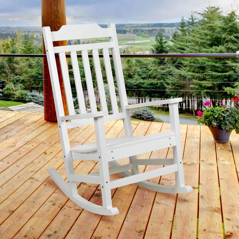 Emma and Oliver All-Weather Rocking Chair in Faux Wood - Patio and Backyard Furniture, 3 of 13