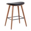 26" Faux Leather Mid-Century Modern Counter Stool with Tapered Wood Legs and Metal Footrest for Home Kitchen or Bar (Set of 2) - 2 of 4