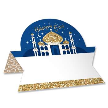 Big Dot of Happiness Eid Mubarak - Ramadan Party Tent Buffet Card - Happy Eid Table Setting Name Place Cards - Set of 24
