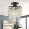 Crystal Semi Flush Mount Ceiling Light, Black Base Mini Chandelier for Bedroom Hallway Entryway - 2 of 4