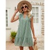 Women's Babydoll Mini Dress Summer V Neck Flutter Sleeve Boho Floral Flowy Shift Short Dress - 2 of 4