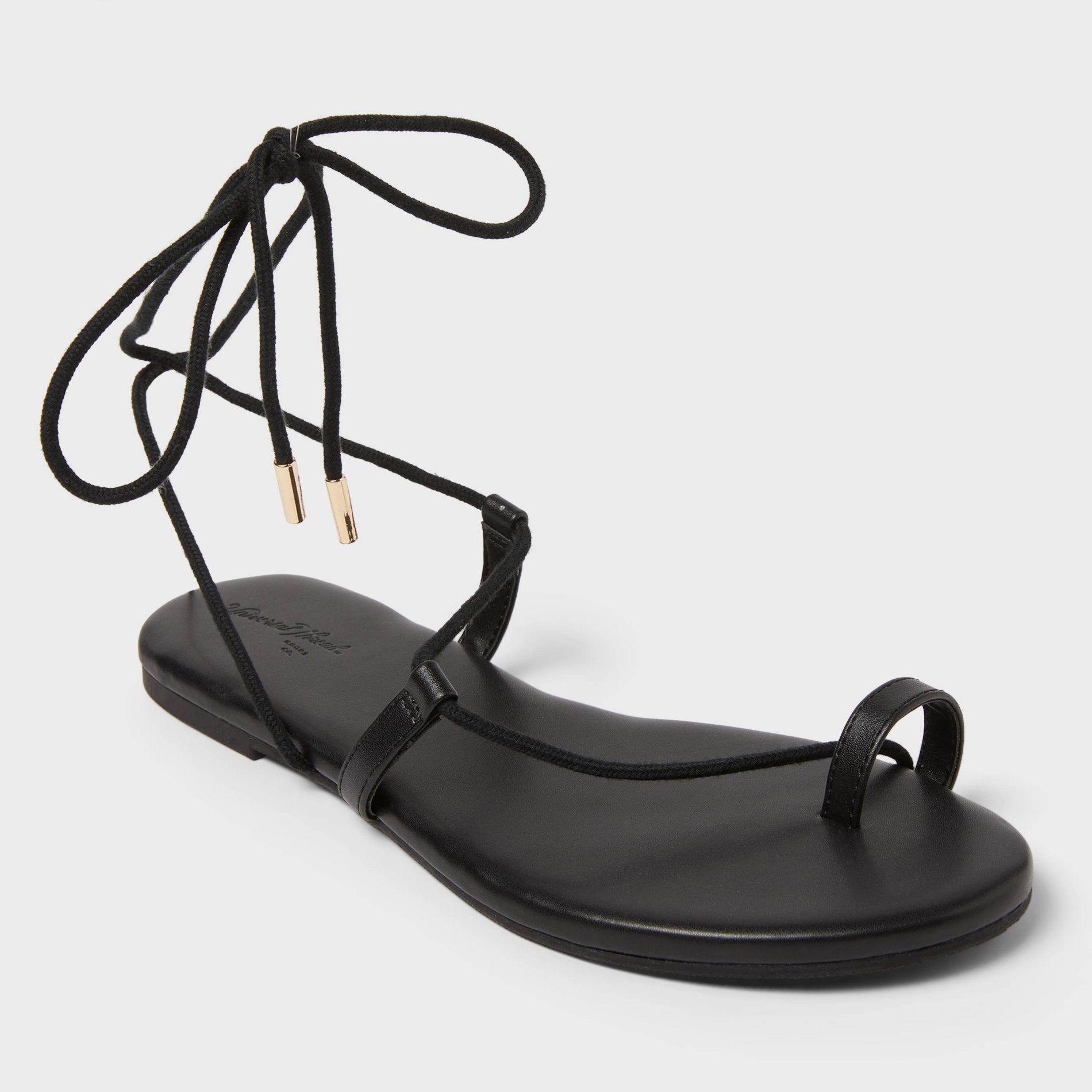 Women's Ivana Footbed Toe Ring Sandals - Universal Thread™ Black 8: Cushioned, Adjustable Strap, Open Toe