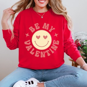 Simply Sage Market S.W.Smiley Valentine Yellow Smiley Face Garment Dyed Long Sleeve - 1 of 4