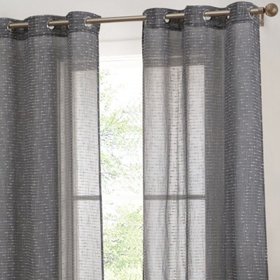 HLC.ME Emily Faux Linen Semi Sheer Light Filtering Grommet Lightweight Window Curtains Drapery Panels, Set of 2