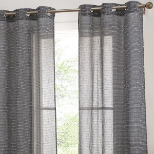 HLC.ME Emily Faux Linen Semi Sheer Light Filtering Grommet Lightweight Window Curtains Drapery Panels, Set of 2 - 1 of 4