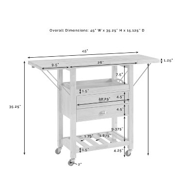 Bristol Natural Wood Drop-Leaf Kitchen Cart with Storage