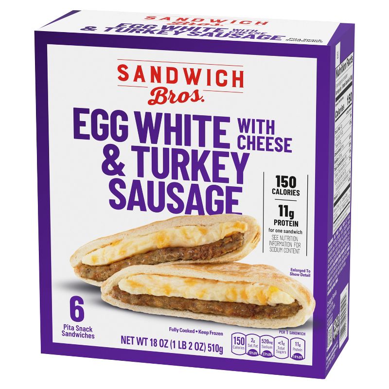 Sandwich Brothers of Wisconsin Frozen Egg White with Turkey &#38; Cheese Breakfast Sandwich - 18oz/6ct, 3 of 5