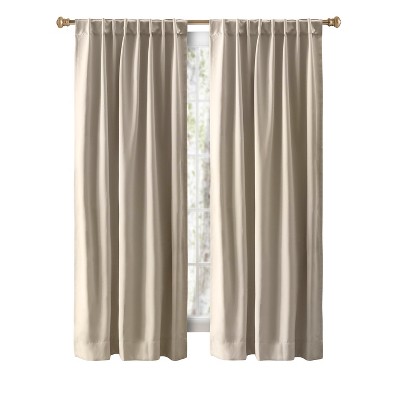 Putty Blackout Pleated Polyester Window Panel with Rod Pocket