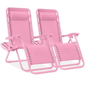 Best Choice Products Set of 2 Zero Gravity Lounge Chair Recliners for Patio, Pool w/ Cup Holder Tray - 1 of 4