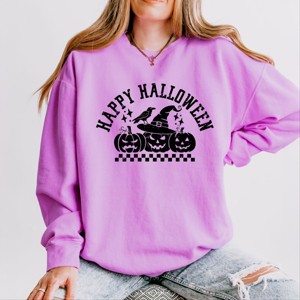 Simply Sage Market Happy Halloween Arch Distressed Lightweight Garment Dyed Sweatshirt - 1 of 4