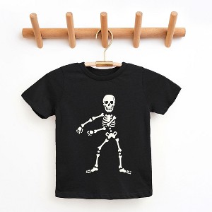 The Juniper Shop Flossing Skeleton Puff Print Toddler Short Sleeve Tee - 1 of 3