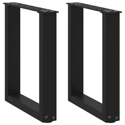 vidaXL Coffee table legs U shape 2pcs black steel 38x(42-43) cm