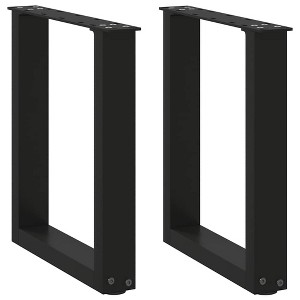 vidaXL Coffee table legs U shape 2pcs black steel 38x(42-43) cm - 1 of 4