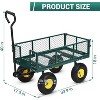 Heavy Duty 1100 LBS Steel Garden Cart, 3 in 1 Pullable Garden Wagon, Folding Utility Wagon w/Removable Sides & 10" Wheels for Farm, Yard - 2 of 4