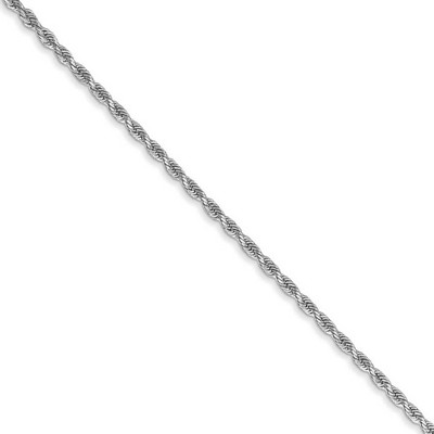 Black Bow Jewelry 1.5mm, 14k White Gold, Diamond Cut Solid Rope Chain Necklace