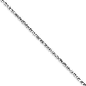 Black Bow Jewelry 1.5mm, 14k White Gold, Diamond Cut Solid Rope Chain Necklace - 1 of 4