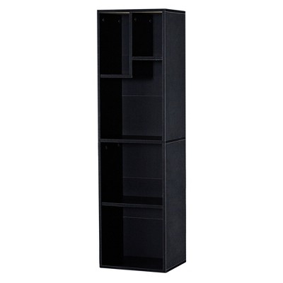 VECELO 5 Shelf Bookcase, Modern Storage Cabinet with Height Difference Shelves, Floor Standing Display, Horizontal Avaiable, Easy Assembly