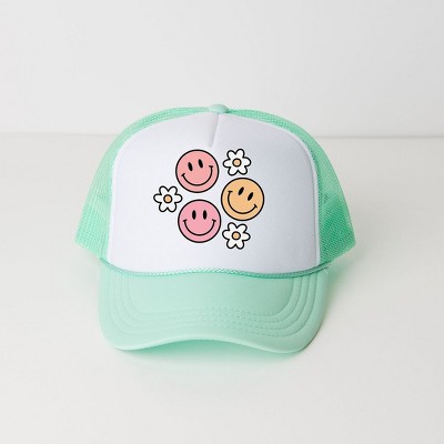 The Juniper Shop Groovy Flower Smiley Face Youth Foam Trucker Hat