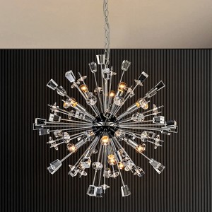 Rennnsan Volette 25"W 12-Light Sputnik Dandelion Crystal Modern Dimmable Chandelier in Silver - 1 of 4
