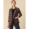 INSPIRE CHIC Women's Casual Fit Notched Lapel Double Breasted Plaid Formal Blazer - 3 of 4