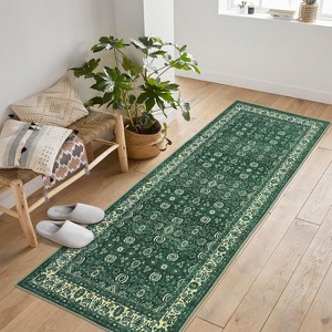 Acekool Machine Washable Area Rug, Non Slip Vintage Floral Carpet for Living Room, Bedroom - 1 of 4