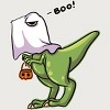 Junior's Design By Humans Halloween Ghost Dinosaur By whynot007 T-Shirt - image 2 of 3