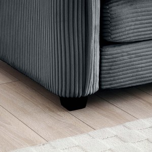 UPHA Rectangular Ottoman Footstool in Corduroy Fabric and Cushions - 1 of 4