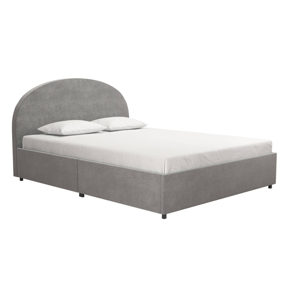 Photos - Bed Frame Queen Size Moon Upholstered  with Storage Light Gray Velvet - Mr.