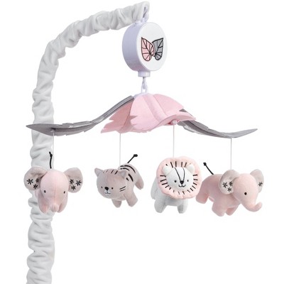 Lambs & Ivy Happy Jungle Musical Baby Crib Mobile Safari Animals Soother Toy