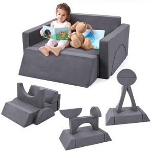 Jojoka Modular Kids Play Couch Sofa 7PCS Set, Convertible Toddler Sofa Play Set for Playroom and Nursery - 1 of 4