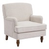 Vintage Upholstered Linen Fabric Armchair with Antique Solid Wood Legs, Accent Chair Single Sofa Chair for Living Room, Bedroom - 2 of 4