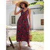Women's Summer Floral Dress, Spaghetti Strap Midi Dress with Waist - Cinching Design - 2 of 4
