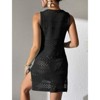 Coolmee Women's Summer Cover Up Dress V-Neck Sleeveless Side Split Hollow Out Beach Party Dress - 3 of 4