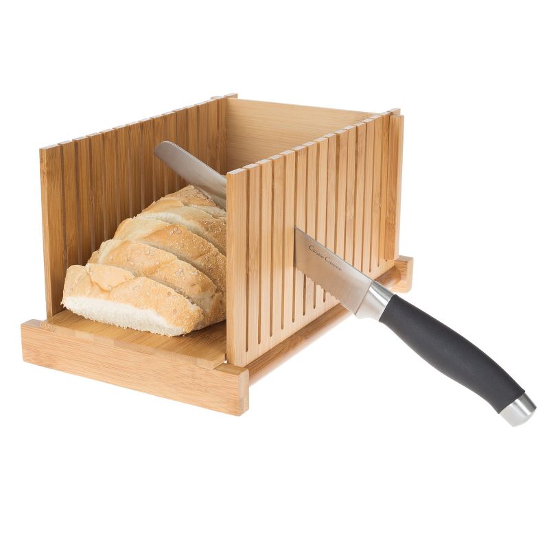 Bamboo Bread Slicer - Foldable, Adjustable Knife Guide and Board for Even Loaf Cutting - Food Preparation Tool for Home Bakers by Classic Cuisine, 4 of 9