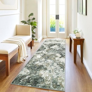 Acekool Washable Abstract Area Rug, Non-Slip Ultra Thin Low Pile Carpet for Living Room Bedroom Office, Lightweight Foldable, Easy Care - 1 of 4