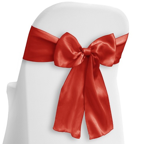 Your Chair Covers Satin Sashes Red and White Striped (Pack of 10)