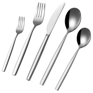 30 Piece Flatware Set Stainless Steel Silverware Set for 6, Include Cutter Fork Spoon Dishwasher Usable Mirror Polished Cutlery Set for Restaurant - 1 of 4